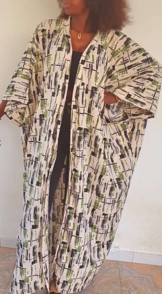 8_kimono blanc vert tissu soie doux taille L 22500.webp