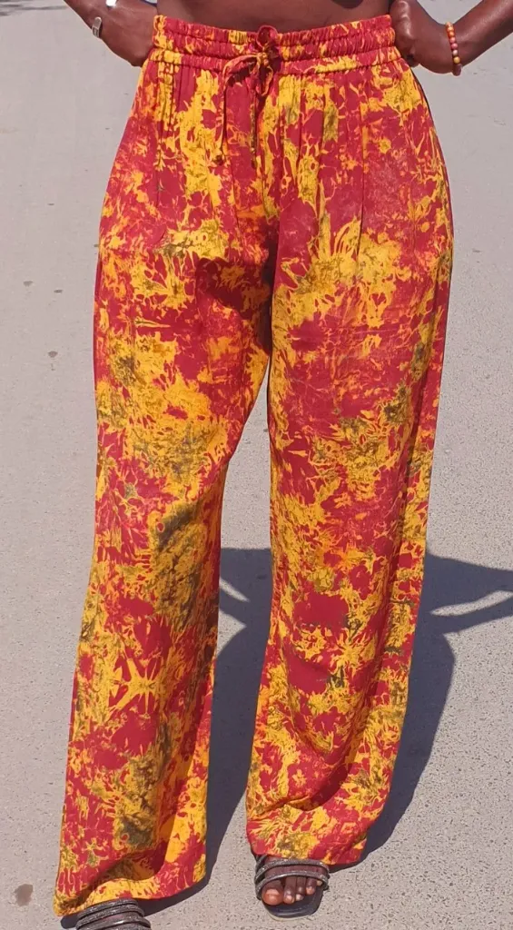 Pantalon bas large tissu voile