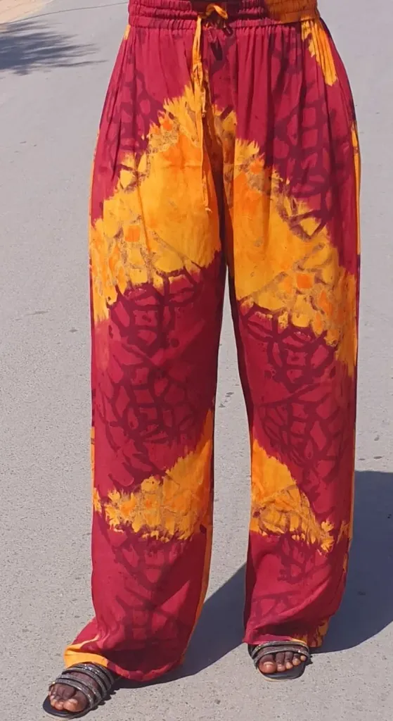 Pantalon bas large tissu voile