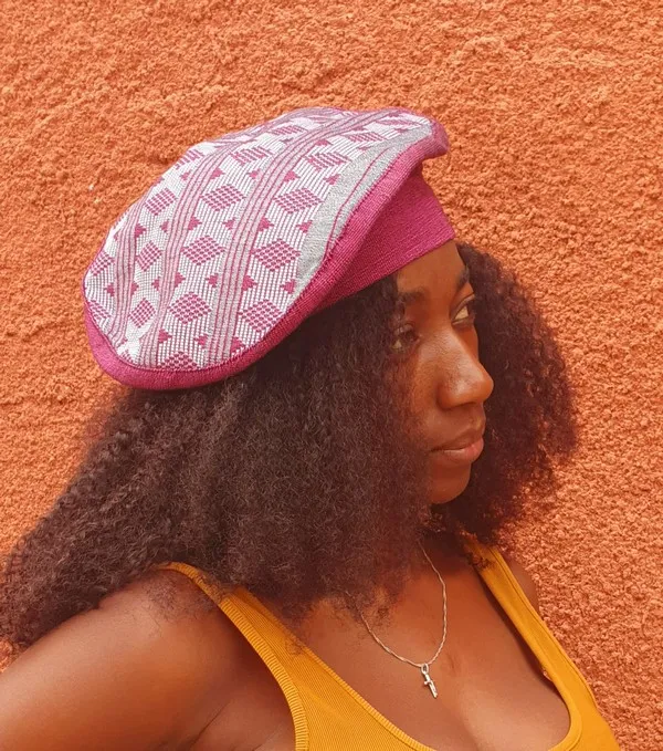Béret en Pagne Tissé Prune & Argent "Khadija" – Alannaventine