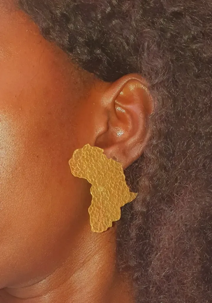 Boucles d'oreilles continent africain en bronze – Carte d'Afrique, bijou identitaire fait main