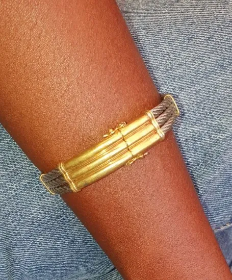 Bracelet Unisexe "Djoliba" – Bronze & Câbles d'Acier