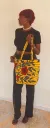 Sac cabas en wax jaune hibiscus – Fleurs rouges et feuilles graphiques, tote bag africain fait main Sénégal