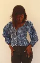Bustier en Wax "Sira" – Bleu Indigo & Manches Modulables