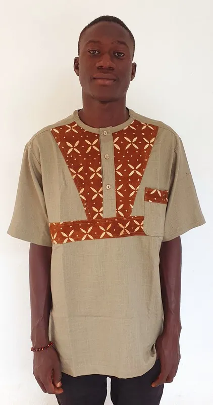 Tunique en Lin et Plastron Bogolan "Kati" – Taille L