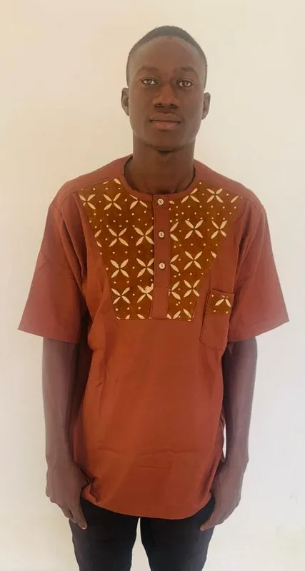 Tunique en Lin et Plastron Bogolan "Kano" – Taille L
